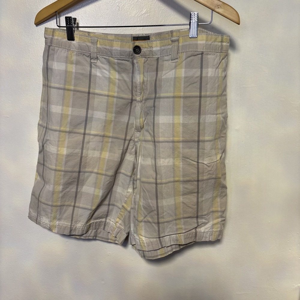 Savne Mens Shorts Cotton‎ gray Plaid Size 34 x 8.5"